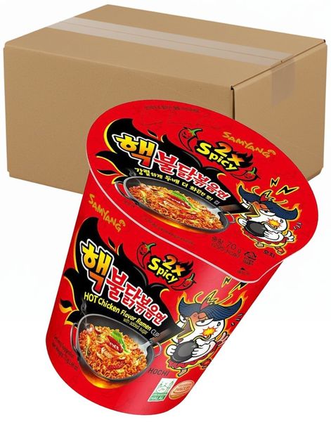 30 stk Samyang Buldak 2x Spicy Hot Chicken Ramen Cup - Hel Eske 2,1 kg (Korea)