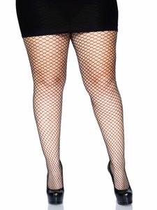 Lycra Svart Nätstrumpbyxa - Plus Size