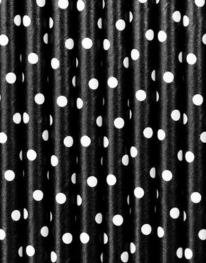 10 stk Svarta och Vita Polka Dot Sugrör 