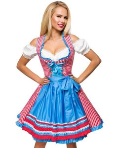 Traditionell Dirndl-Oktoberfestklänning med Förkläde