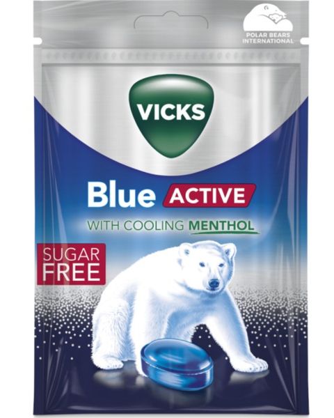 Vicks Blue Active Strong Menthol - Sockerfri 72 gram