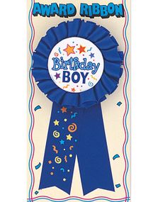 Birthday Boy - Royal Blå Pris-Rosett 14x7,5 cm