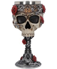 Gothic Roses Goblet - Dryckesbägare med Dödskalle och Blomma 18 cm