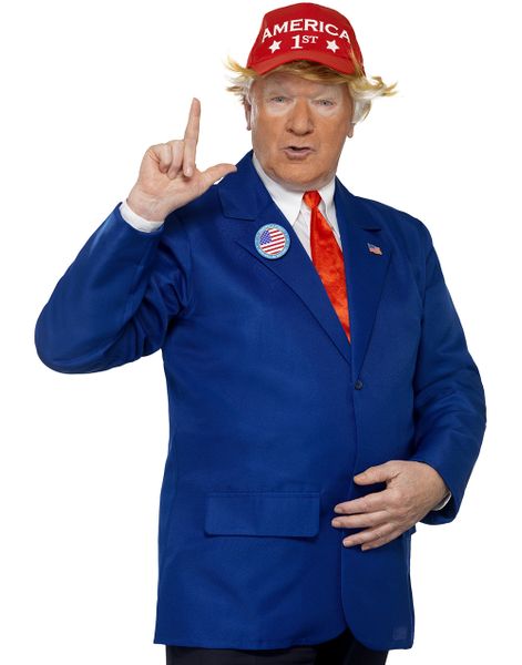 Donald Trump Set med Kostymjacka, Keps, Slips och Pin