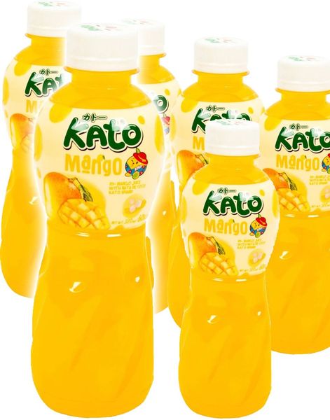 6 st Kato Fruit Juice Nata De Coco Mango - Juice med Mangosmak och Kokosgelébitar - Helt Paket 6x320 ml (Thailand)