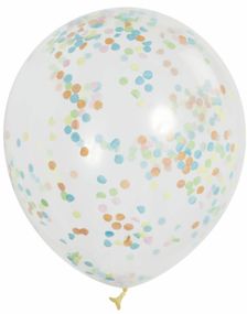 6 stk 30 cm Genomskinliga Ballonger med Flerfärgad Konfetti