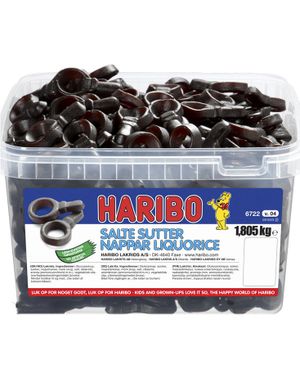 1,8 kg Haribo Ask med Salta Lakrits Nappar