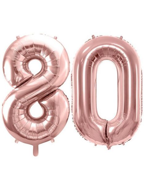80 års ballonger - 35 cm roséguld