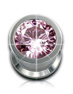 Piercing Plugg med Inramad Rosa Sten