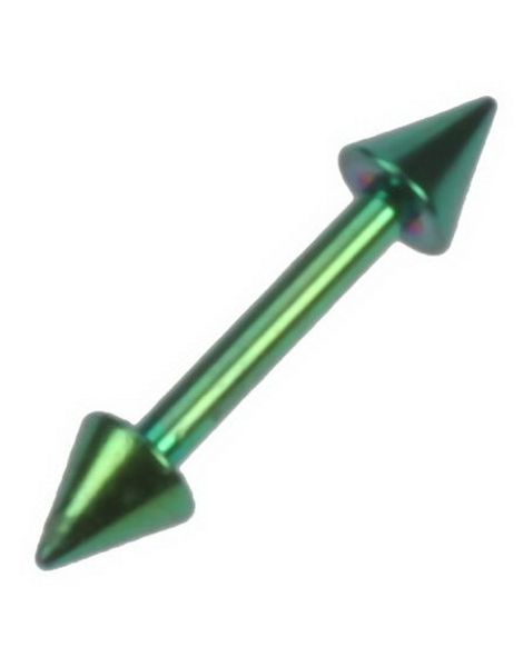 Rak Grön Ögonbrynspiercing med Spike Kulor - 1,2 x 8 mm