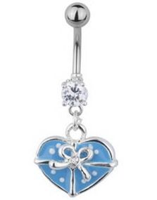 Gift Wrapped Heart Navelpiercing - Blå