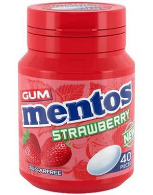 Mentos Gum Strawberry Sugarfree - Sukkerfri Tyggegummi med Jorbær Smak 56 gram