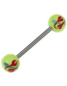 Design Flower Yellow - Handmålad Tungpiercing