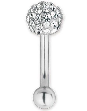 Glitter Ball Vit - 1.2 x 8 mm Ögonbrynspiercing