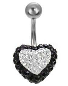 Celebrity Heart Navelpiercing - Svart/Vit