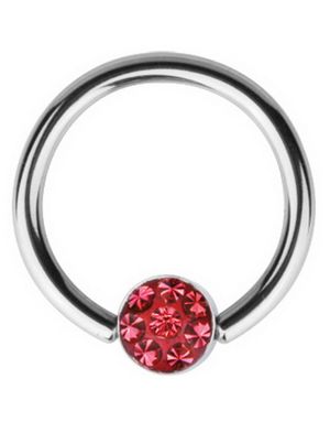BCR Piercing med Gnistrande Röd Sten