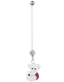 Navelpiercing För Gravida med Teddybjörn i Vitt och Rött