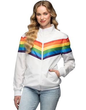 Retro Treningsjakke med Regnbuestriper til Dame