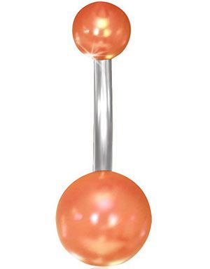Läcker Navelpiercing med Pärlkulor i Orange Akryl