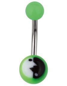 Modern Yin Yang Navelpiercing i Grön/Svart/Vit