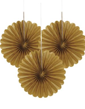 3 st Mini Guldfärgade Pappersdekorationer 15 cm