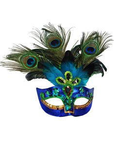 Påfågel Ögonmask med Fjädrar