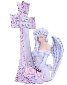 Weave in Faith - Handmålad Ängelfigur med Kors 26 cm