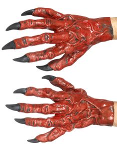 Röda Latex Djävulshandskar Med Klor