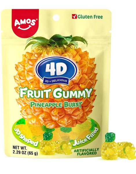 4D Fruit Gummy Pineapple Burst - Gelegodteri med Ananassmak 65 gram