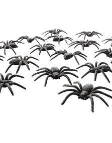 18 stk Svarte Edderkopper til Dekorasjon