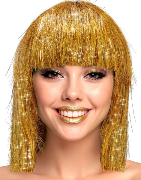 Gold Glitzy - Parykk med Glitter