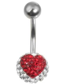 Sparkling Heart Navelpiercing - Vit/Röd