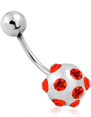 Silverfärgad Navelpiercing Dekorerad med Orange CZ-Stenar