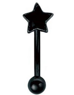 Stjärna - 1.2 x 8 mm Svart Ögonbrynspiercing