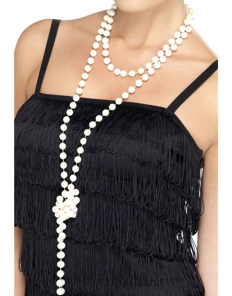 Vitt Pärlhalsband med Shimmer 180 cm