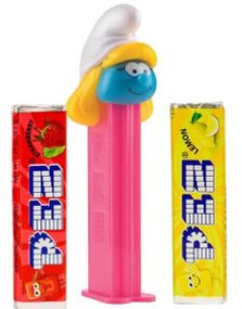 Smurfine Pez-Holder med 2 stk Pez Pakker