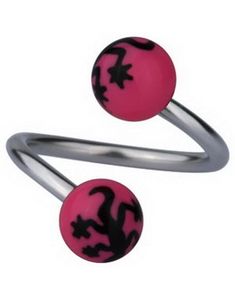 Ögonbrynspiercing med Salamander - Rosa/Svart - 1.2 x 10 mm