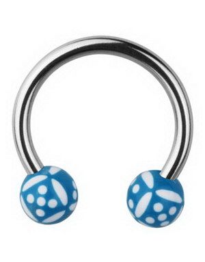 Ögonbrynspiercing Round with Dice - Blå/Vit - 1.2 x 10 mm