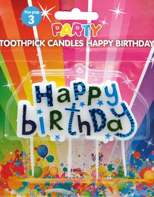 Blå Happy Birthday Tårtljus 8 cm