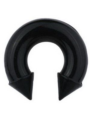 Horseshoe Spiked Ends - Svart Öronpiercing i Silikon