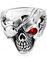Pirate Skull - Silverfärgad Stålring med Röd CZ Sten