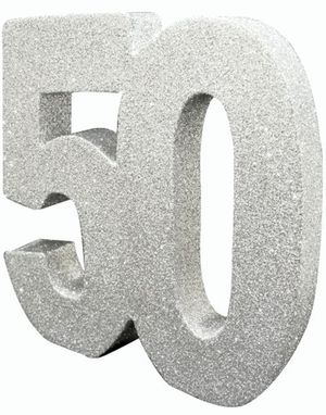 Silverfärgad Glittrande 50 År Bordsdekoration 20 cm