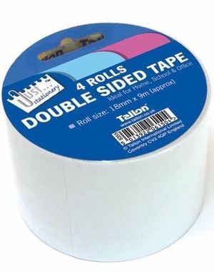 4 Ruller med Dobbelsidig Tape - 18mm x 8 meter