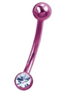Lila Ögonbrynspiercing med Klar Sten - 1.2 x 8 mm