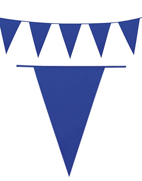 10 Meter lång Banderoll med Royalblå Vimplar