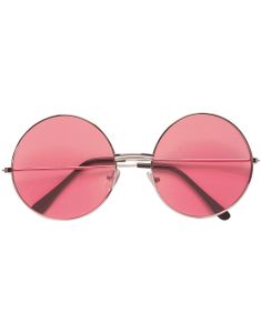 Stora Runda 70-tals Glasögon med Rosa Glas