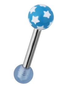 Tragus/Helix Örpiercing m/Stjärnor - Blå/Vit