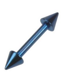 Rak Blå Ögonbrynspiercing med Spike Kulor - 1,2 x 8 mm