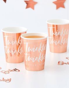 8 stk Rose Guldfärgade Pappmuggar 266 ml - Twinkle Twinkle