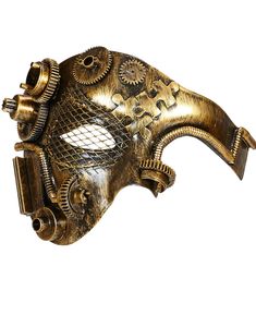 Half-Face Steampunk Guldfärgad Mask